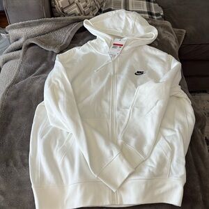 Nike White Zip-Up Jacket with Hood NWT SIZE LARGE
